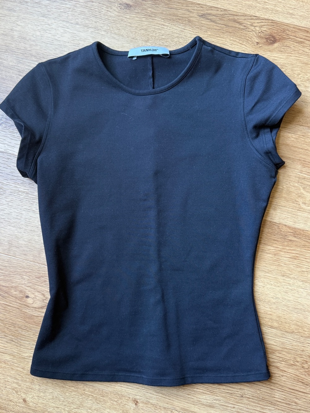 Tank Air Cap Sleeve Baby Tee in Black